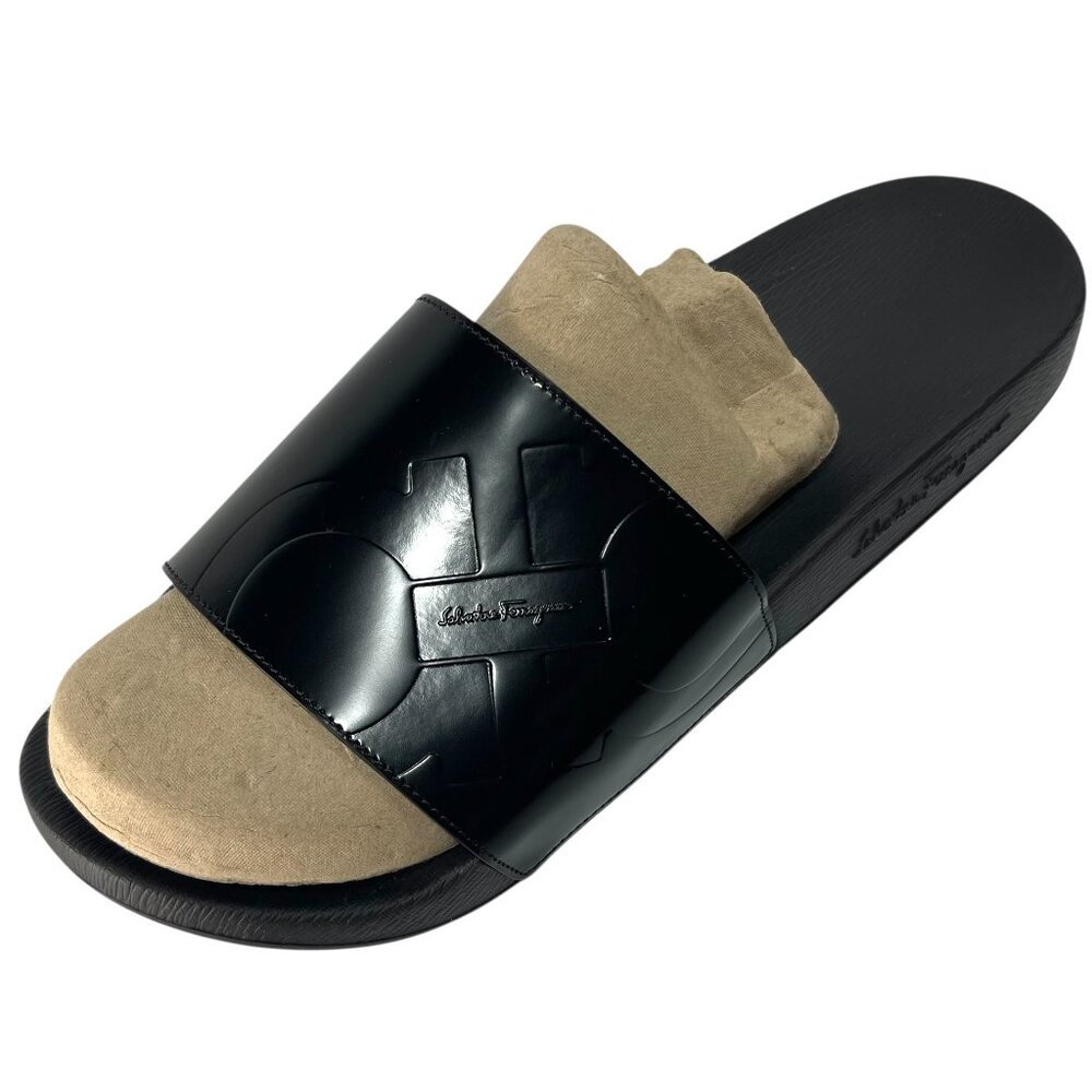 SALVATORE FERRAGAMO DASH Embossed Gancini Slides Flip Flops Sandals Mens 12 M - Picture 7 of 10